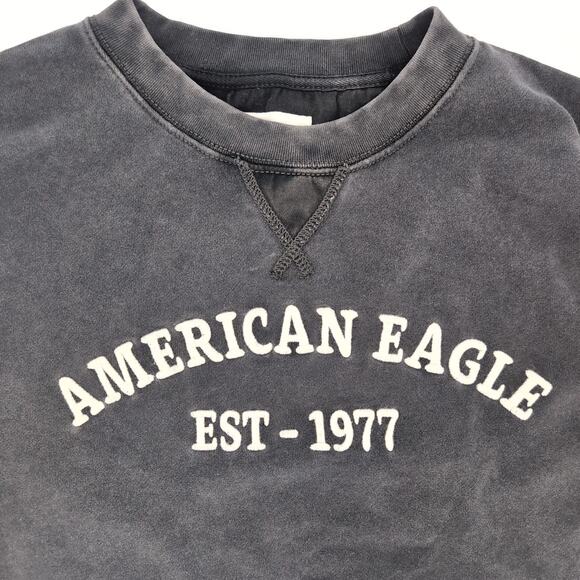 American Eagle Funday Gray/Grey Distressed Crewneck Graphic Sweatshirt - Size M - Picture 4 of 13